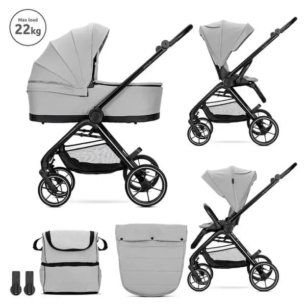Carucior Set 2 in 1, Venice, cadru din aluminiu, sezut reversibil, pana la 22 kg, Grey
