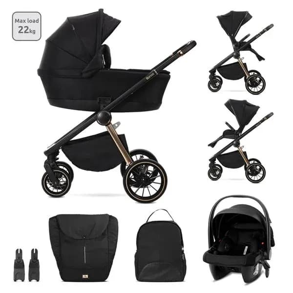 Carucior Set 3 in 1, Bianca, prevazut cu sistem anti-reflux, pana la 22 kg, Negru