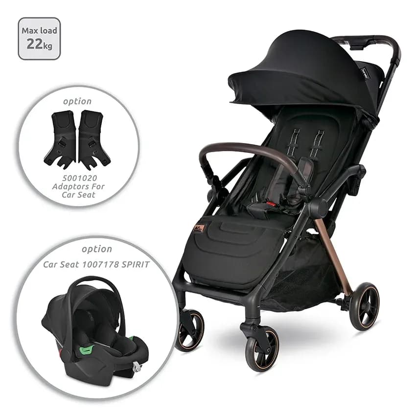 Carucior pentru nou-nascut autofold Loret, ultra-light, pana la 22 kg, Black Jasper
