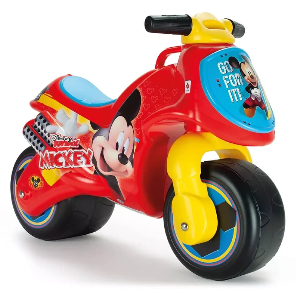 Moto Ride-on Neox fara pedale pentru copii Injusa, licenta Disney, Mickey Mouse, 18-36 luni, Rosu cu Albastru