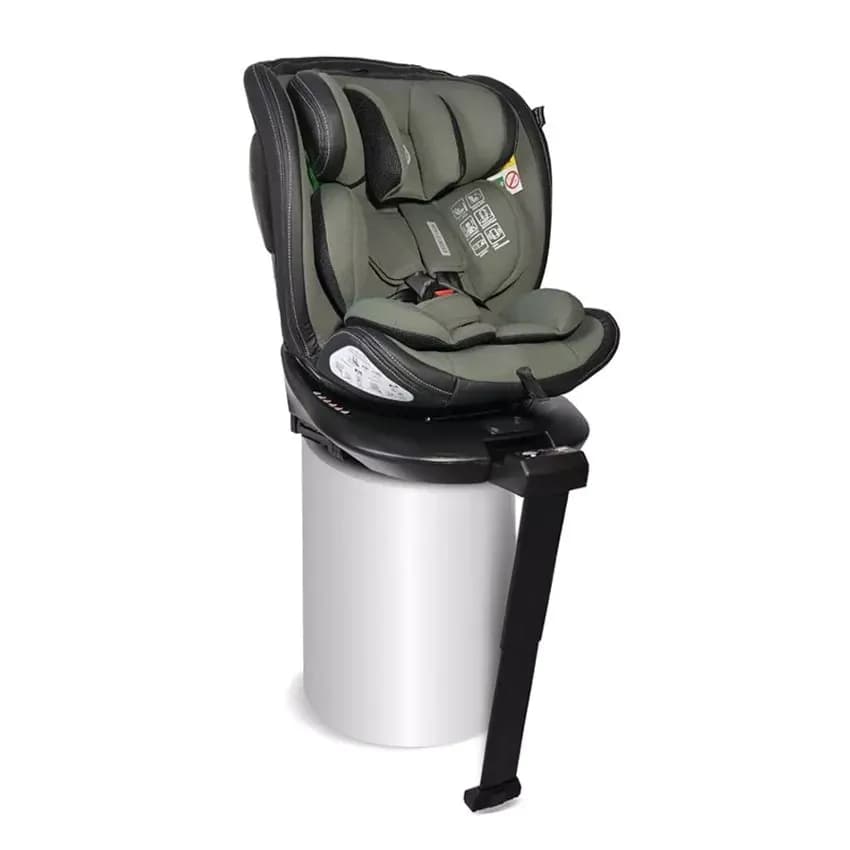 Scaun auto Estate, isofix, cu picior de sprijin, baza rotativa 360 grade, de la 0 luni pana la 12 ani, 40-150 cm, Verde
