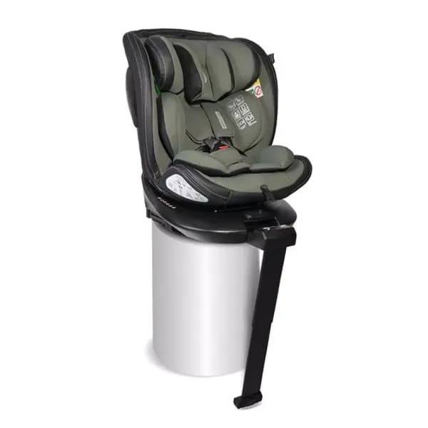 Scaun auto Estate, isofix, cu picior de sprijin, baza rotativa 360 grade, de la 0 luni pana la 12 ani, 40-150 cm, Verde