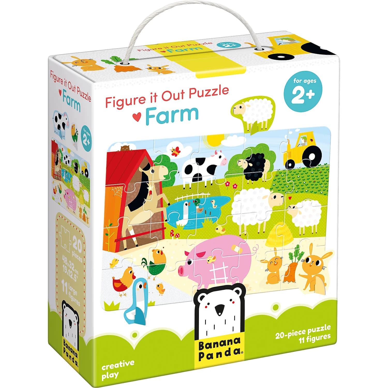 Puzzle educativ - Descopera animalele de la Ferma, 20 piese, 48x32cm Banana Panda BP49032