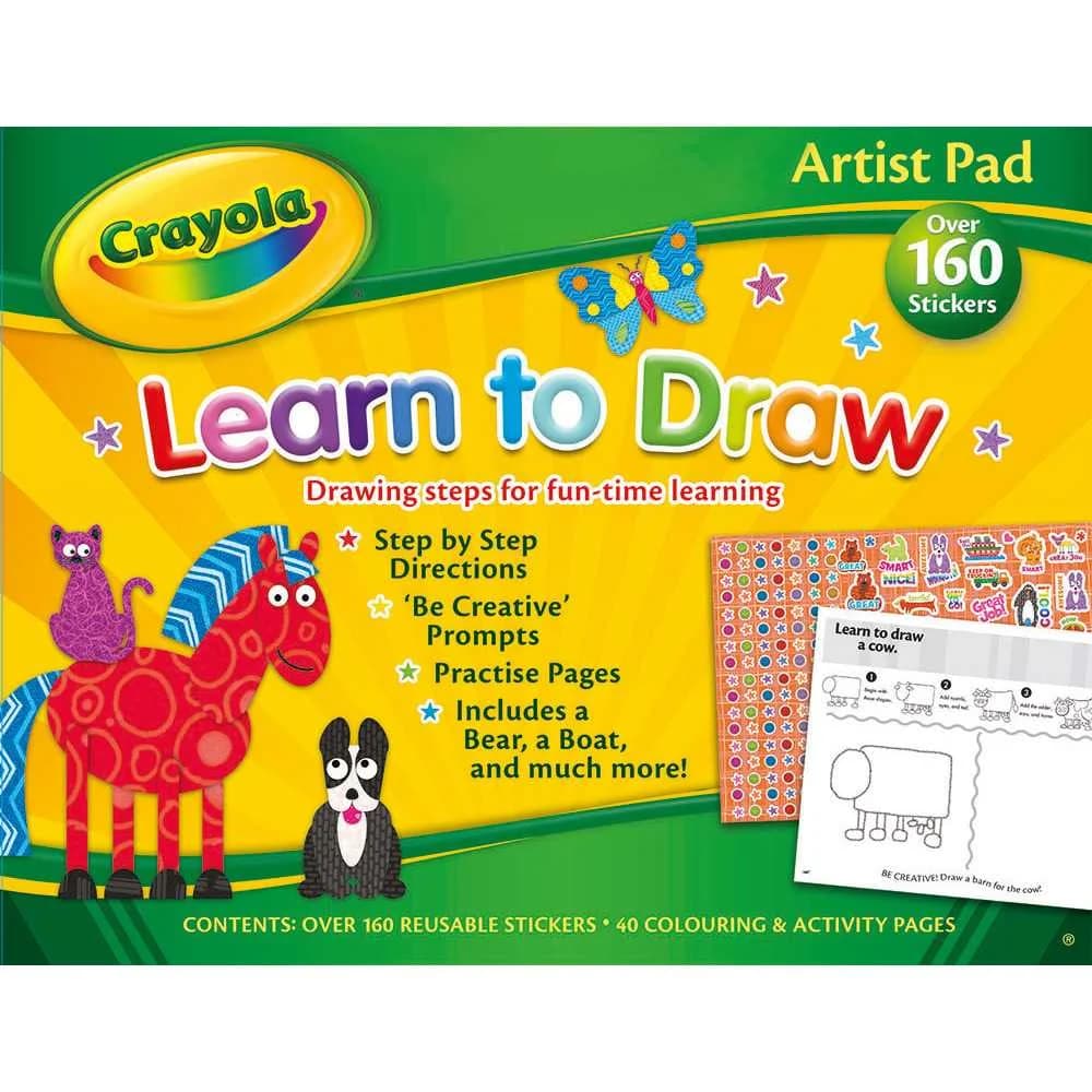 Bloc de colorat Crayola Learn to Draw cu stickere Alligator AB2966CYAR2
