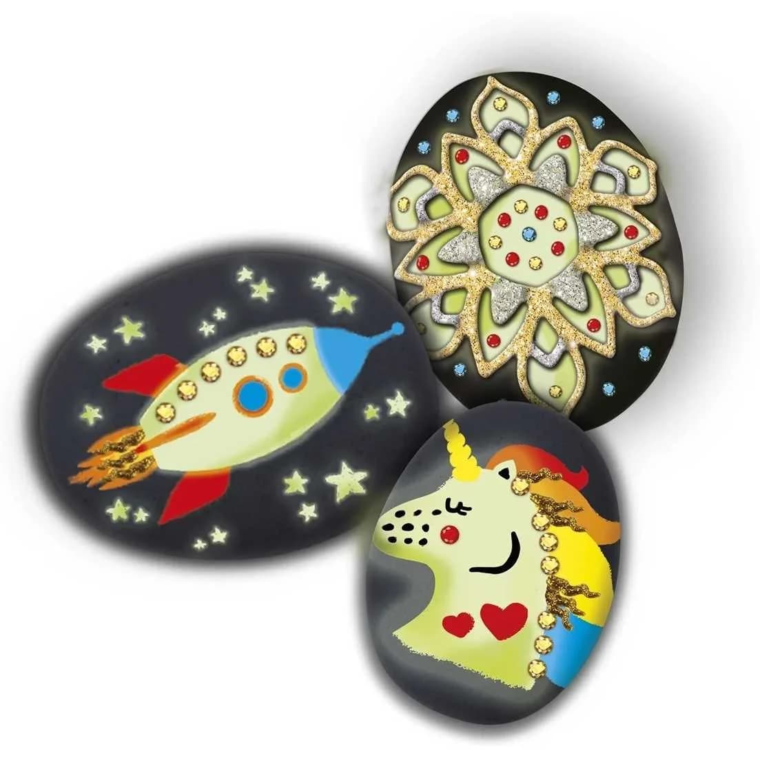 Set pictură pe pietre cu vopsea fosforescentă Glow in the dark Grafix GR200054