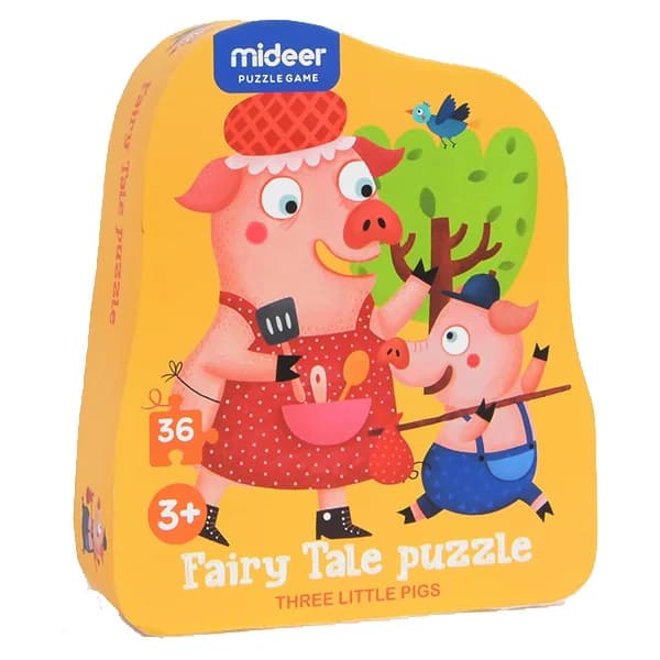 Puzzle poveste – Cei trei purcelusi, 36 piese Mideer MD3060