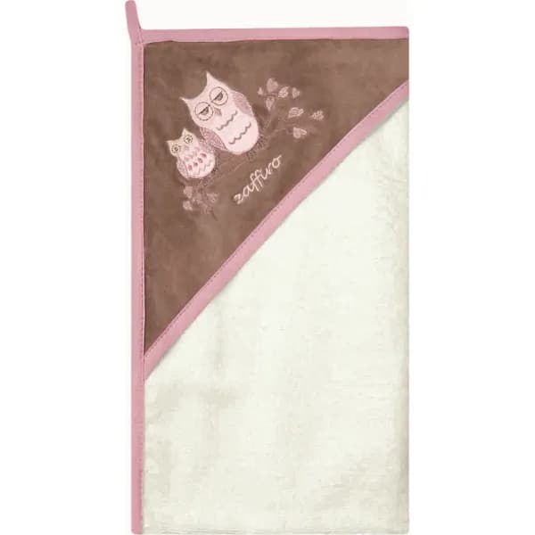 Prosop de baie cu gluga imprimeu velur 80 x 80 cm Womar Zaffiro Alb/Maro