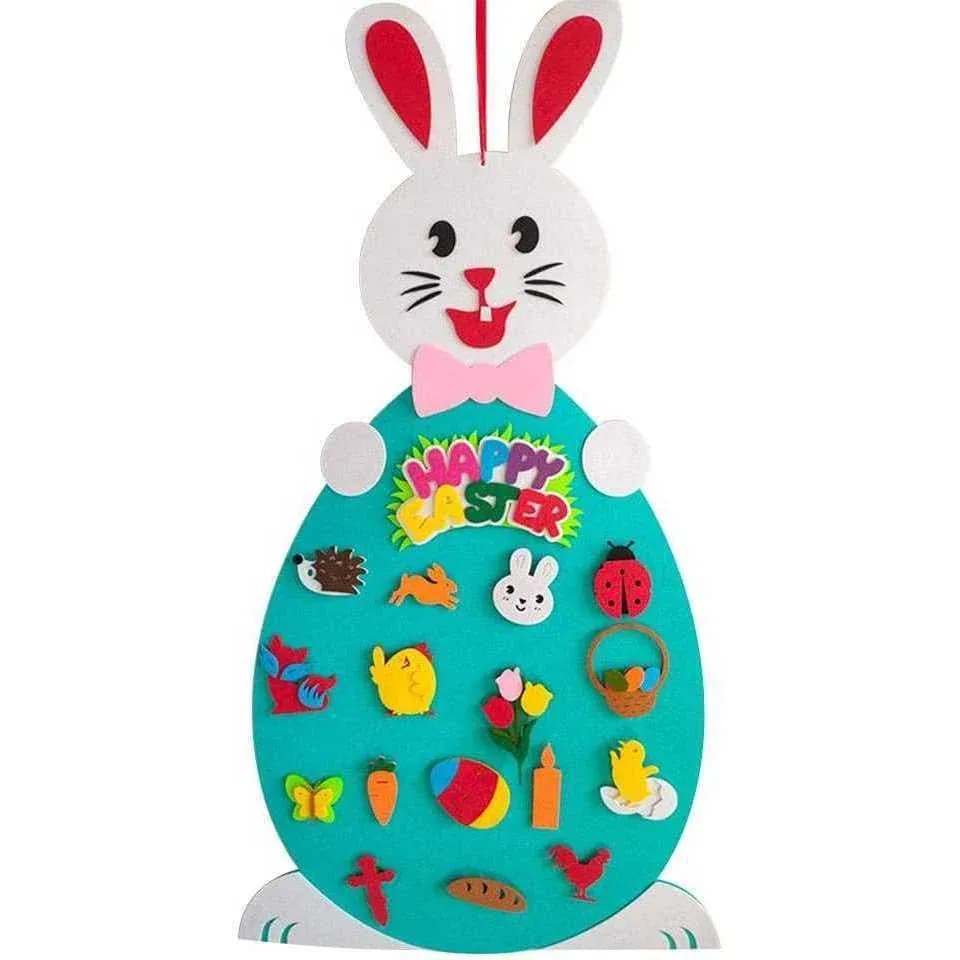 Iepuras din fetru cu 19 decoratiuni, Paste, 95x47 cm Bambinice BN049