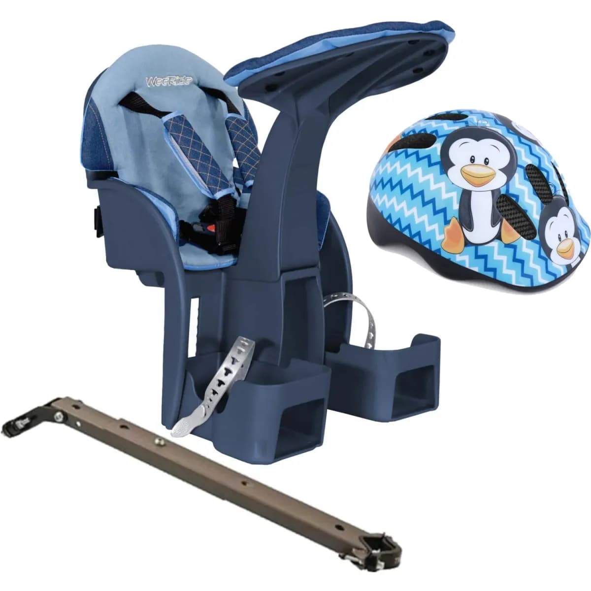 Scaun bicicleta copii SafeFront Deluxe, Pozitie montare Centru, 15 Kg si Casca Protectie XS 44-48 Penguin WeeRide WR10SKPG — imaginea 1