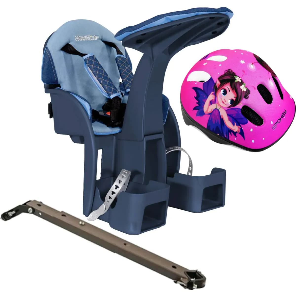 Scaun bicicleta copii SafeFront Deluxe, Pozitie montare Centru, 15 Kg si Casca Protectie XS 44-48 Fairy Tale WeeRide WR10SKFT — imaginea 1