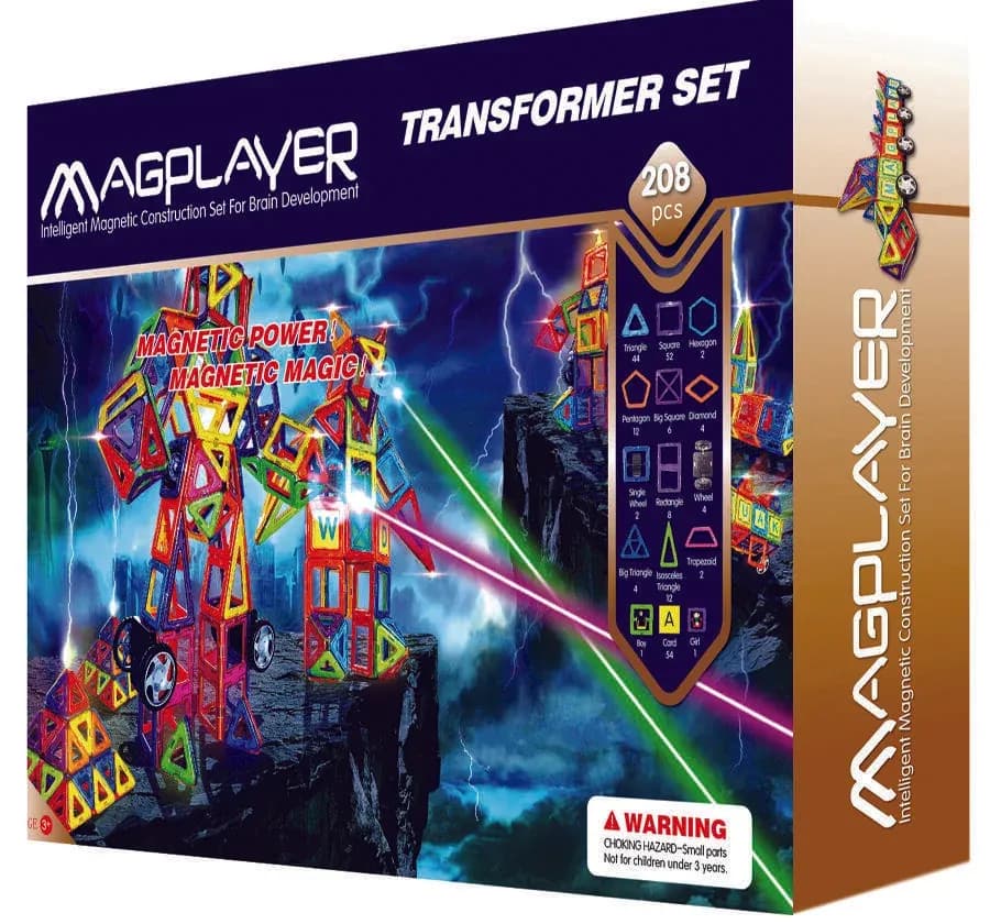 Joc de constructie magnetic - 208 piese