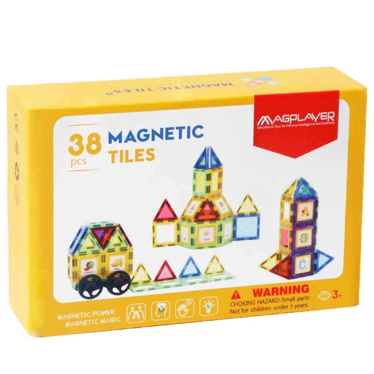 Set de constructie magnetic 3D - 38 piese — imaginea 1