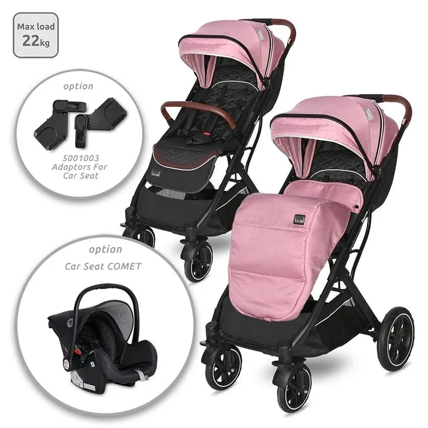 Carucior Storm, de la 0 luni pana la 4 ani, maxim 22 kg, cadru aluminiu, cos auto optional, Roz Quartz