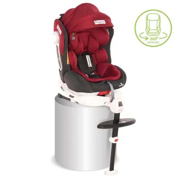 Scaun auto, Pegasus, Isofix, rotativ 360 grade, Red & Black