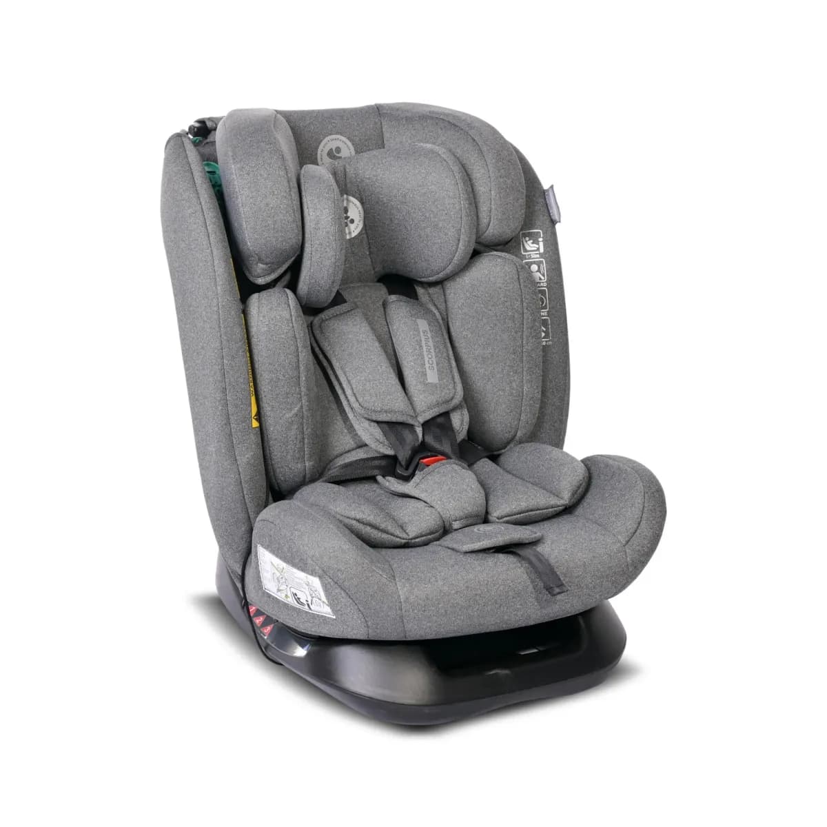 Scaun auto Scorpius, i-Size, de la 0 luni pana la 12 ani, 40-150 cm, Gri