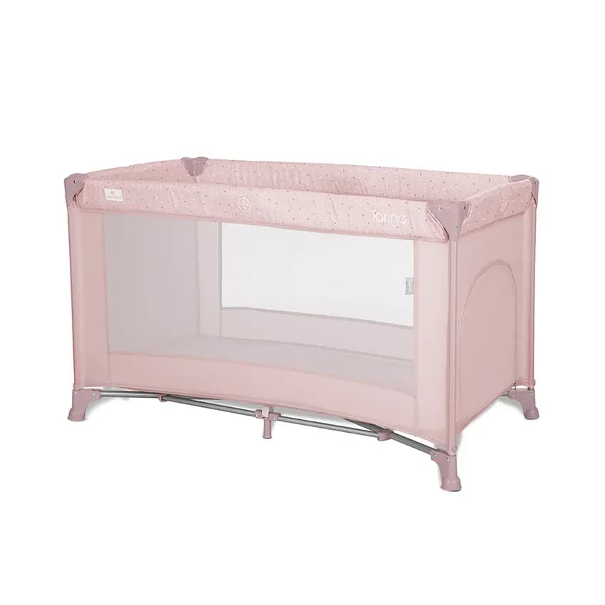 Patut pliabil pentru copii, Torino, 1 nivel, cu saltea inclusa si usa laterala cu fermoar, Pink