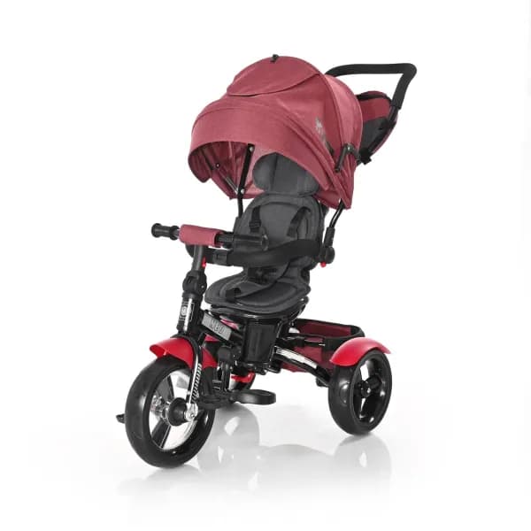 Tricicleta multifunctionala 4in1, Neo Air, roti mari cu camera, Red & Black Luxe
