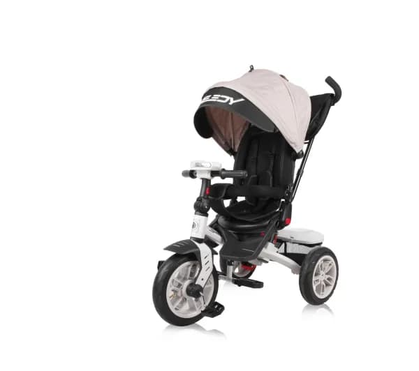 Tricicleta multifunctionala 4in1, Speedy Air, roti cu camera, scaun rotativ, Ivory&Black
