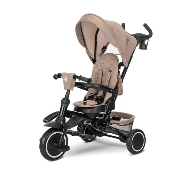 Tricicleta pentru copii, Freccia, multifunctionala, pliabila, sezut rotativ 360 grade, Beige
