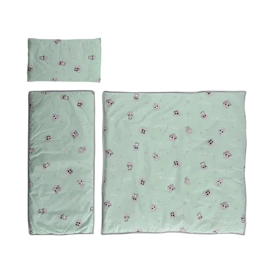 Set lenjerie pentru carucior, de iarna, bumbac ranforce, 4 piese, Friends Green — imaginea 1