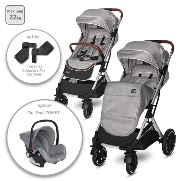 Carucior Storm, de la 0 luni pana la 4 ani, maxim 22 kg, cadru aluminiu, cos auto optional, Opaline Gri