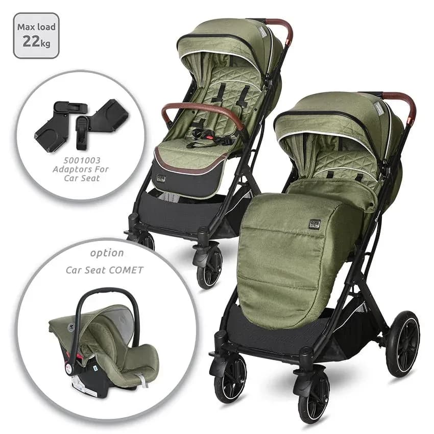 Carucior Storm, de la 0 luni pana la 4 ani, maxim 22 kg, cadru aluminiu, cos auto optional, Verde Loden