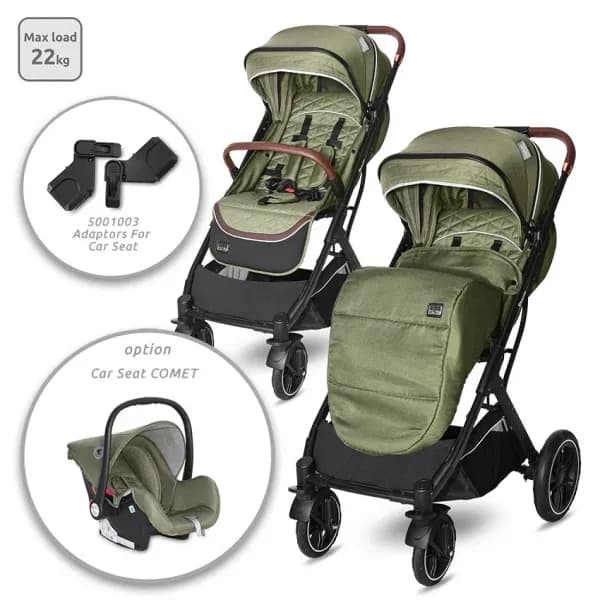 Carucior Storm, de la 0 luni pana la 4 ani, maxim 22 kg, cadru aluminiu, cos auto optional, Verde Loden