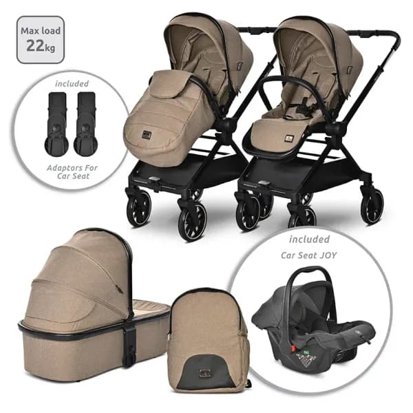 Carucior Set 3 in 1, Reya, maner reversibil, pana la 22 kg, Maro