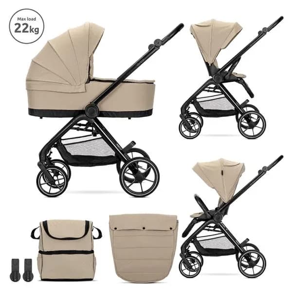 Carucior Set 2 in 1, Venice, cadru din aluminiu, sezut reversibil, pana la 22 kg, Beige