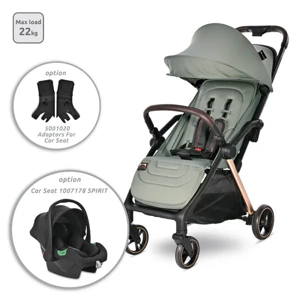 Carucior pentru nou-nascut autofold Loret, ultra-light, pana la 22 kg, Green