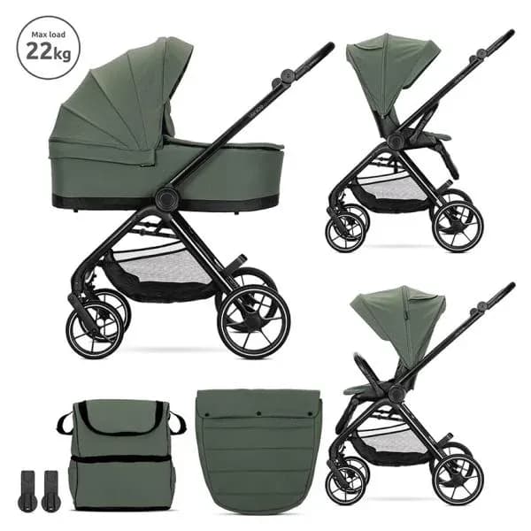 Carucior Set 2 in 1, Venice, cadru din aluminiu, sezut reversibil, pana la 22 kg, Green