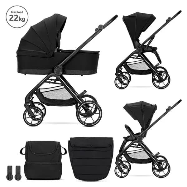 Carucior Set 2 in 1, Venice, cadru din aluminiu, sezut reversibil, pana la 22 kg, Black