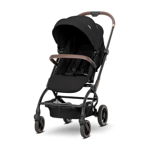 Carucior pentru nou-nascut, Makaya, cu scaun rotativ 360 grade, cadru din aluminiu, pana la 22 kg, Black