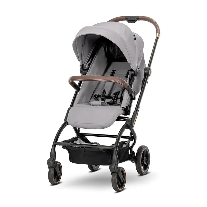 Carucior pentru nou-nascut, Makaya, cu scaun rotativ 360 grade, cadru din aluminiu, pana la 22 kg, Grey