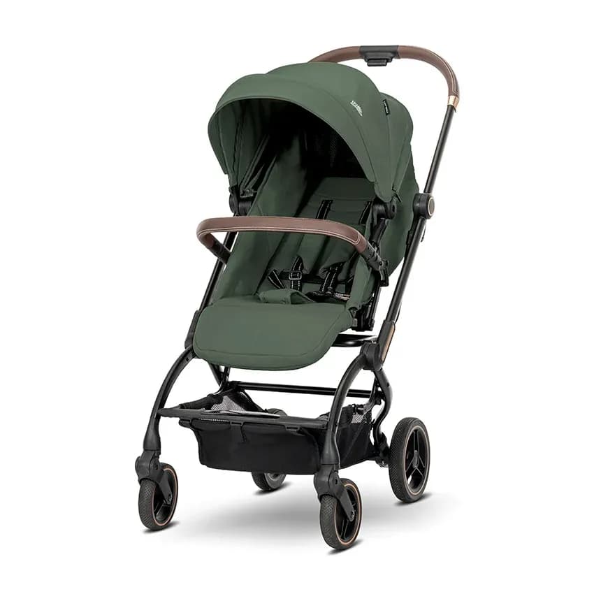Carucior pentru nou-nascut, Makaya, cu scaun rotativ 360 grade, cadru din aluminiu, pana la 22 kg, Green