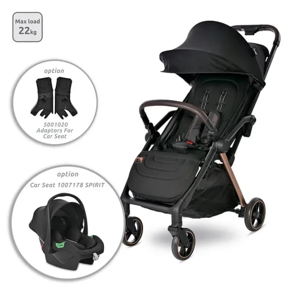 Carucior pentru nou-nascut autofold Loret, ultra-light, pana la 22 kg, Black Jasper