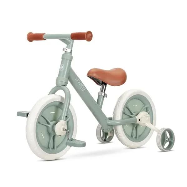 Bicicleta de tranzitie 2in1, Energy, cu pedale si roti auxiliare, 2-5 Ani, Green