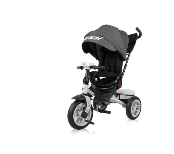 Tricicleta multifunctionala 4in1, Speedy Air, roti cu camera, scaun rotativ, Black