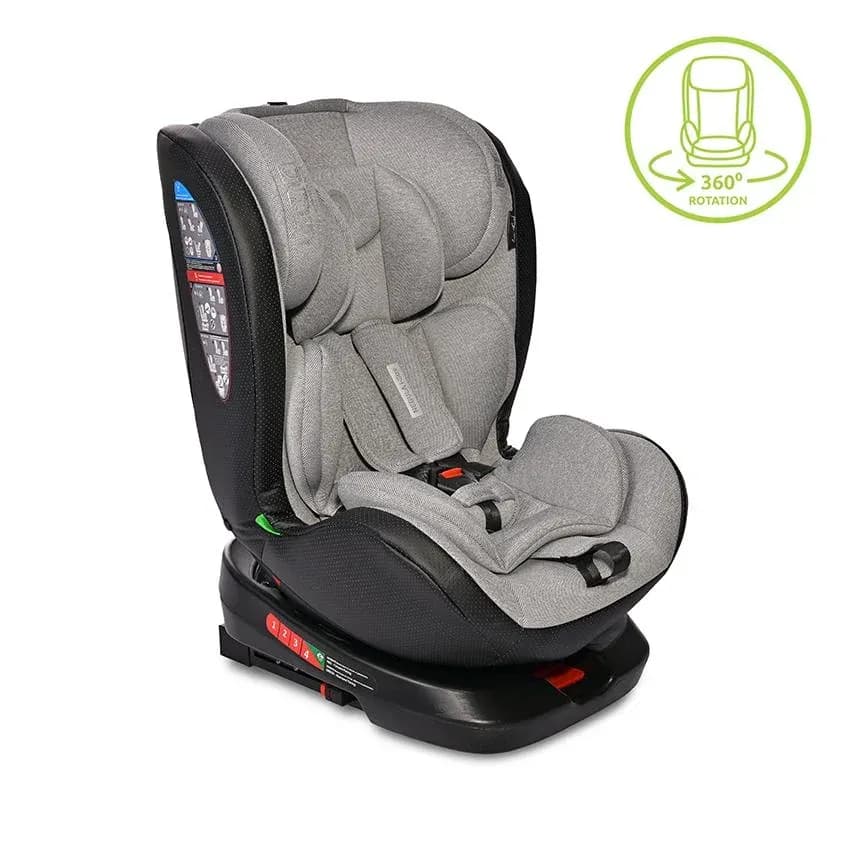 Scaun auto Nebula, i-Size, Isofix, baza rotativa, de la 0 luni pana la 12 ani, 40-150 cm, Gri