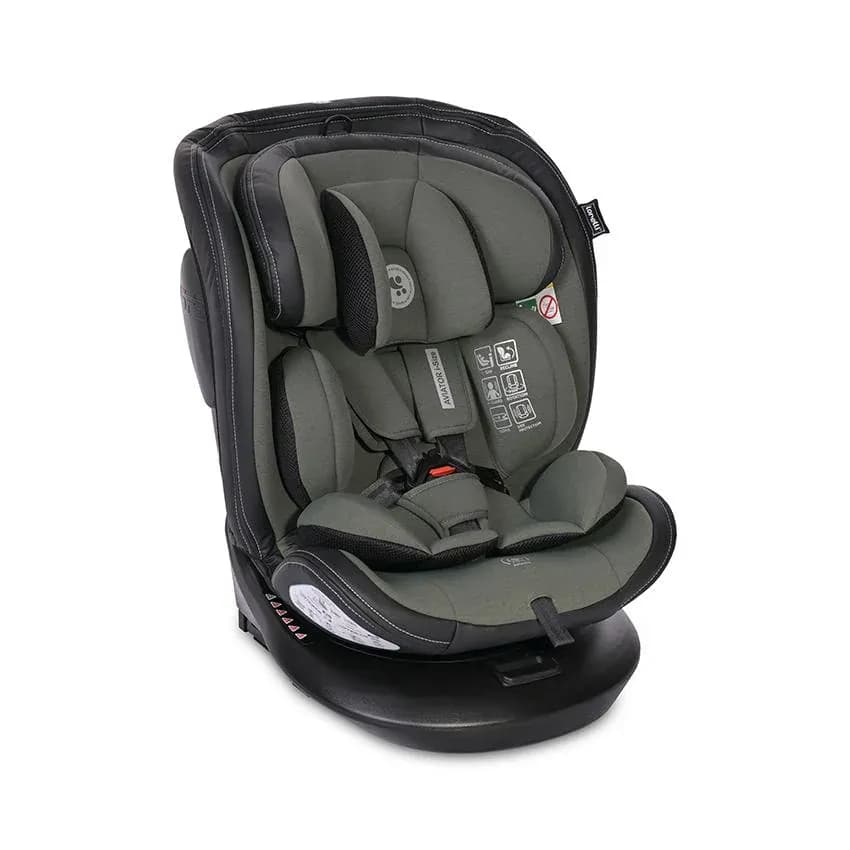 Scaun auto, Aviator, i-Size isofix, cu baza rotativa 360 grade, de la 0 luni pana la 12 ani, 40-150 cm, Verde