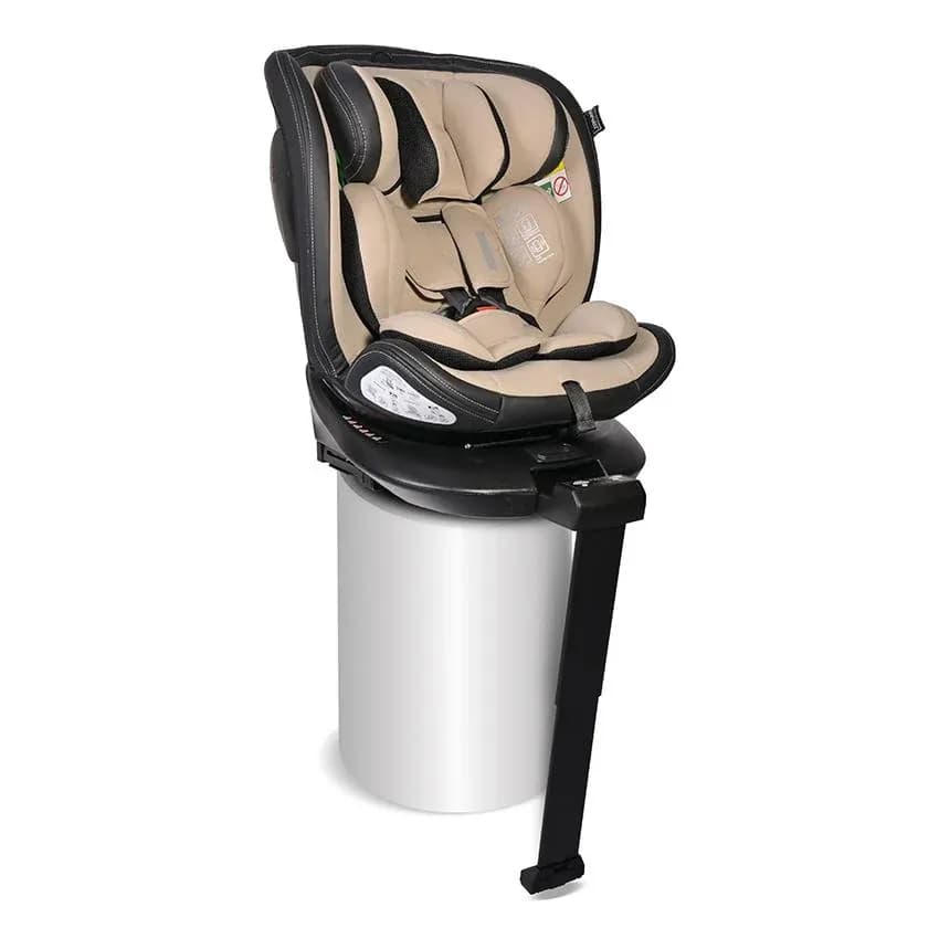 Scaun auto Estate, isofix, cu picior de sprijin, baza rotativa 360 grade, de la 0 luni pana la 12 ani, 40-150 cm, Bej