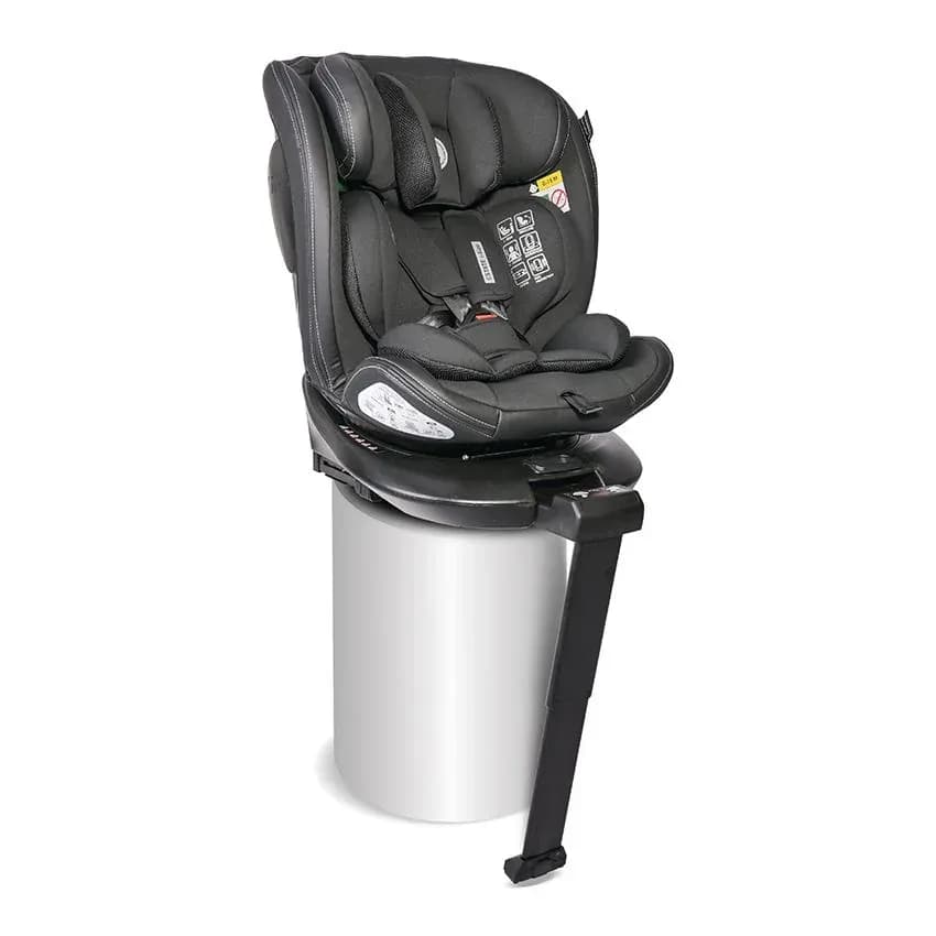 Scaun auto Estate, isofix, cu picior de sprijin, baza rotativa 360 grade, de la 0 luni pana la 12 ani, 40-150 cm, Negru Jasper