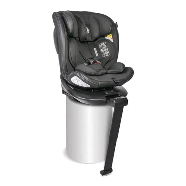 Scaun auto Estate, isofix, cu picior de sprijin, baza rotativa 360 grade, de la 0 luni pana la 12 ani, 40-150 cm, Negru Jasper