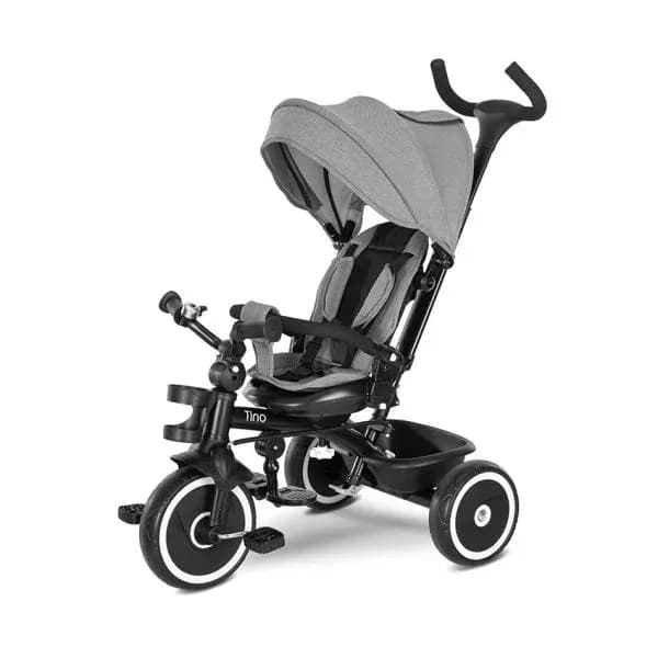 Tricicleta pentru copii, Tino, sezut rotativ 360 grade, scaun rabatabil, control parental, Grey