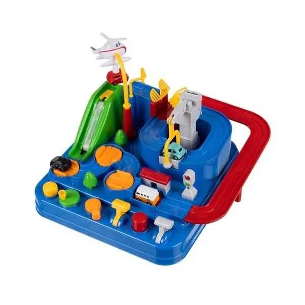 Pista de curse cu obstacole, 4 masinute si helicopter Kruzzel