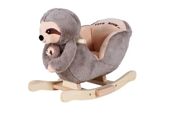 Balansoar din lemn pentru copii, Knorr Toys, include marioneta de mana din plus, 65x32x50 cm, pana la 30 kg, 18 Luni+, Lenesul Luis
