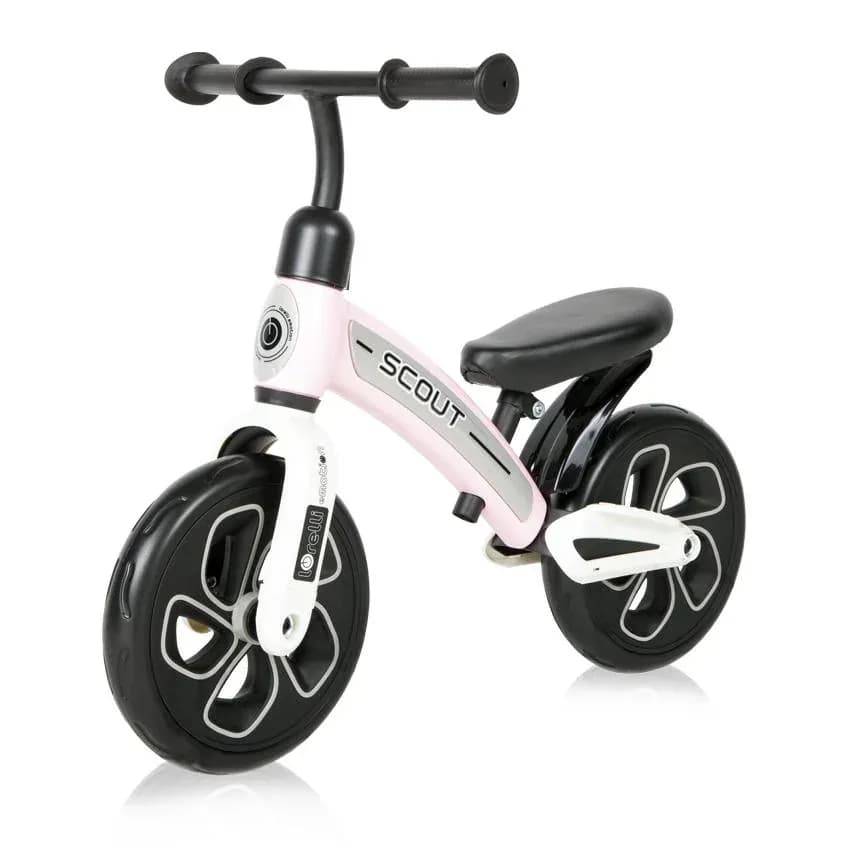 Bicicleta de echilibru Scout, de la 2 ani pana la 4 ani, roti mari, sa reglabila, Roz cu Alb