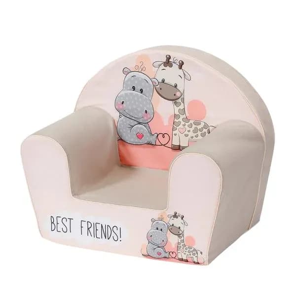 Fotoliu pentru copii, Knorr Toys, umplutura din spuma moale, husa bumbac 100% detasabila si lavabila, 51 x 34 x 42 cm, 9 Luni+, Best Friends