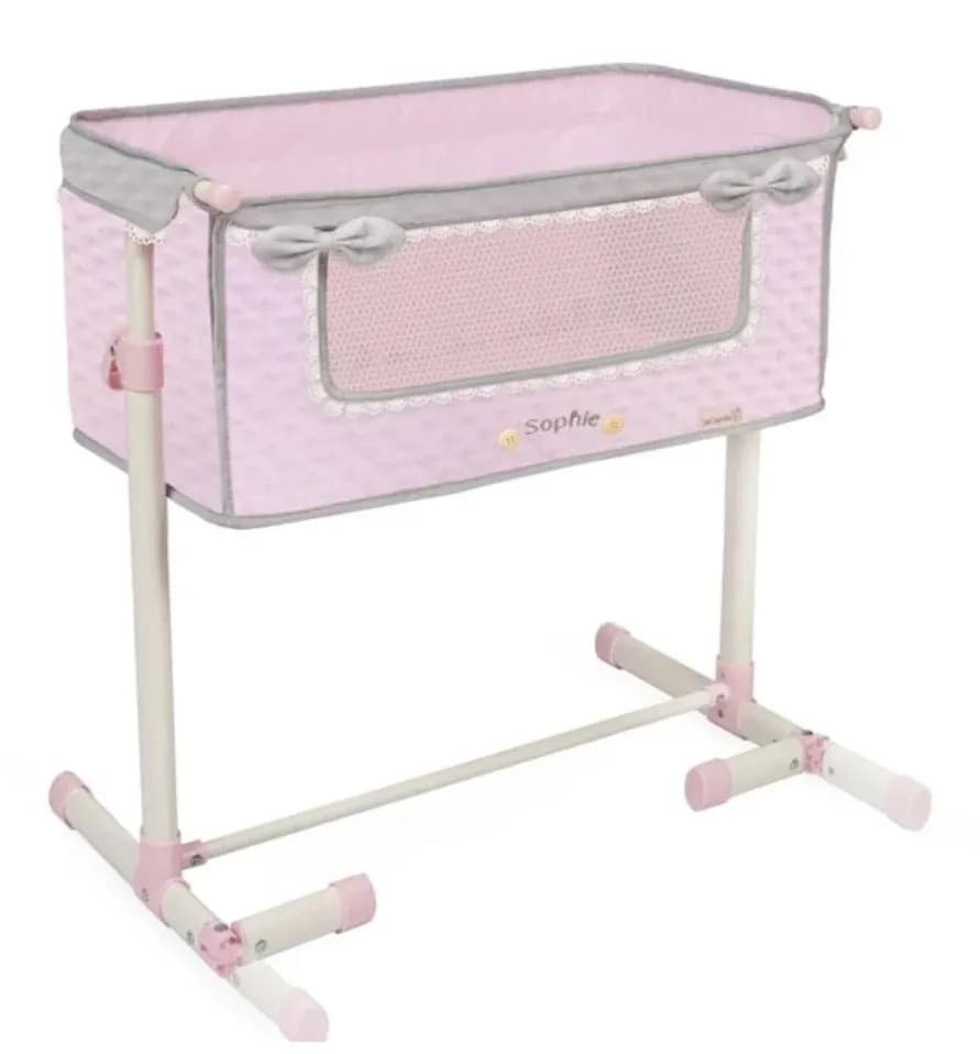 Patut co-sleeper pentru papusi, reglabil pe inaltime, colectia Sophie, Roz
