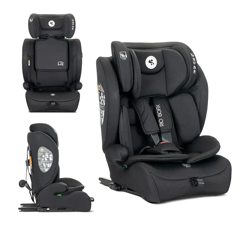 Scaun auto pentru copii, Rio, Isofix cu Top Tether, i-Size, 76-150 cm, 15 Luni-12 Ani, Black